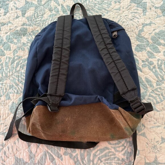 Vintage JanSport Navy Blue & Brown Canvas Backpack Made in the USA - Picture 5 of 5